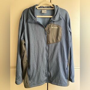 Columbia Jacket Mens Blue Gray Full Zip Interchange Fleece Outdoors Large